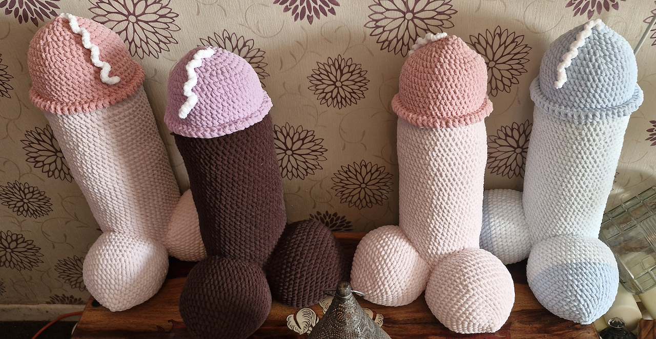 2ft Crochet Cock and Balls, penis plushie
